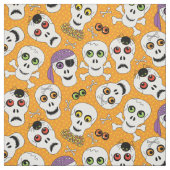 Wolle Halloween Skulls auf Orange Pattern Stoff (Muster)