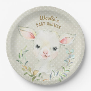 Wolle Lambert Neutral Dessert Plate - Babydusche Pappteller