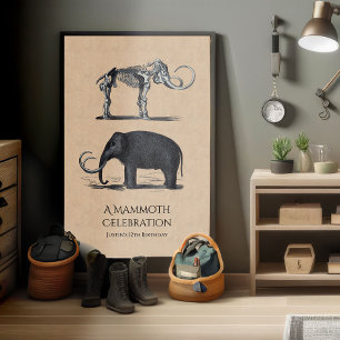 Wolle Mammoth und Skeleton prähistorische Tiere Poster