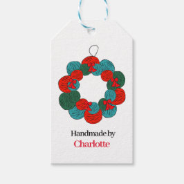 Wolle Pompe Weihnachtskranz handgefertigt Geschenkanhänger