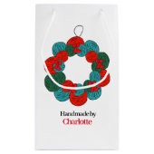 Wolle Pompe Weihnachtskranz handgefertigt Kleine Geschenktüte (Rückseite)