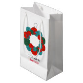 Wolle Pompe Weihnachtskranz handgefertigt Kleine Geschenktüte (Vorderseite Schrägansicht)