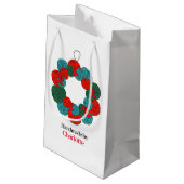 Wolle Pompe Weihnachtskranz handgefertigt Kleine Geschenktüte (Rückseite Schrägansicht)