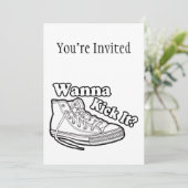 Wollen Sie, um es zu treten Turnschuhe Einladung (Stehend Vorderseite)