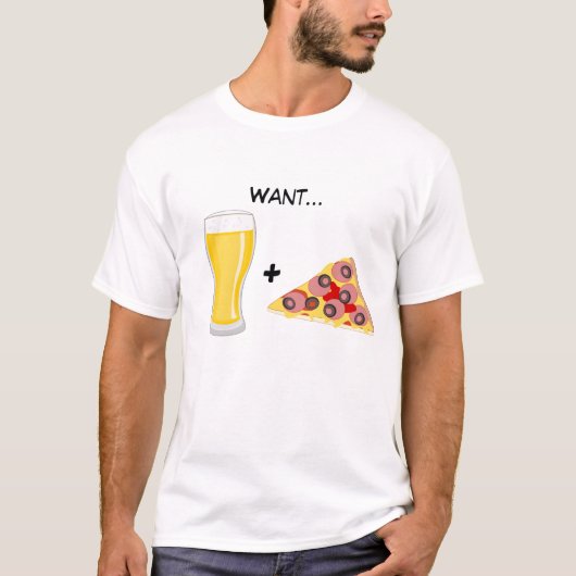 Wollend Bier und Pizza T-Shirt (Vorderseite)