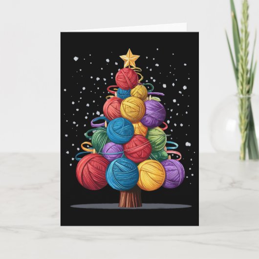 Wollene Weihnachtsbaum Karte (Vorderseite)