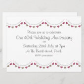 Wollherzen 40. Ruby Wedding Jubiläum Einladung (Vorne/Hinten)