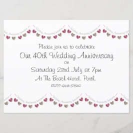 Wollherzen 40. Ruby Wedding Jubiläum Einladung