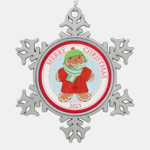 WOLLIGER GINGERBREAD 2023 Zinnschneeklocken-Weihna Schneeflocken Zinn-Ornament