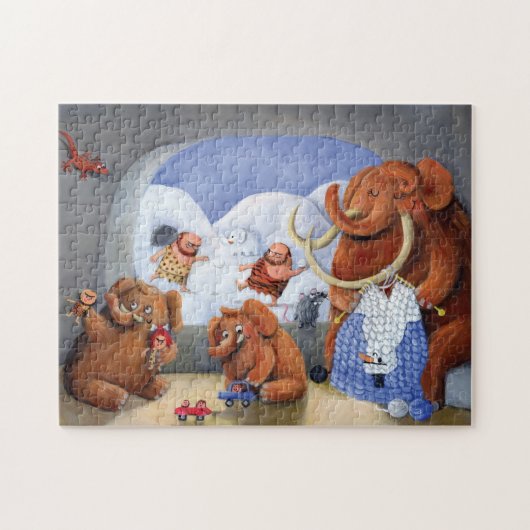 Wolliges Mammut-Familie in der Eiszeit Puzzle (Horizontal)