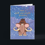 Wolliges Mammut-Geburtstags-Karte Karte<br><div class="desc">Dieses niedliche Cartoon Mammut holt Wünsche für einen wilden und wolligen Geburtstag.  Ein Schlag mit jungem und altem gleich Sure sein.  Ändern Sie den inneren Text zum Anzug Ihr Bedarf.  Bild © Grafiken Factory.com</div>