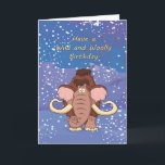 Wolliges Mammut-Geburtstags-Karte Karte<br><div class="desc">Dieses niedliche Cartoon Mammut holt Wünsche für einen wilden und wolligen Geburtstag.  Ein Schlag mit jungem und altem gleich Sure sein.  Ändern Sie den inneren Text zum Anzug Ihr Bedarf.  Bild © Grafiken Factory.com</div>