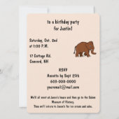 Wolliges Mammut-Geburtstags-Party Einladung (Rückseite)