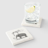 Wolliges Mammut-prähistorischer Elefant und Steinuntersetzer (Seitenansicht)