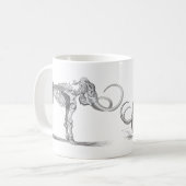 Wolliges Mammut und Skeleton Vintage Evolution Kaffeetasse (Vorderseite Links)