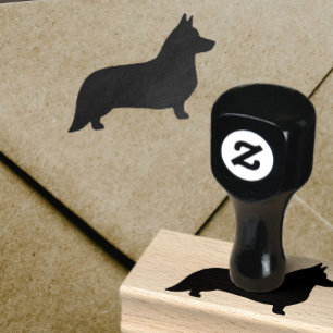 Wolljacken-Walisercorgi-Silhouette Gummistempel