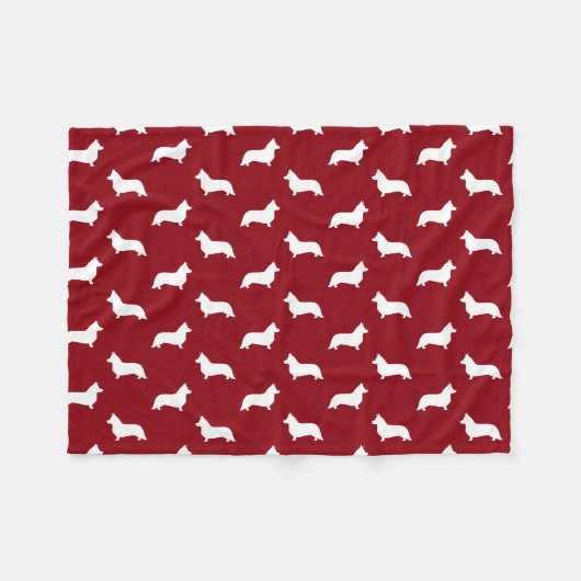Wolljacken-Walisercorgi-Silhouette-Muster Fleecedecke (Vorderseite (Horizontal))