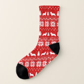 Wolljacken-Walisercorgi-Silhouette-Rot-Muster Socken (Links - Außen)