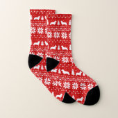 Wolljacken-Walisercorgi-Silhouette-Rot-Muster Socken (Paar)