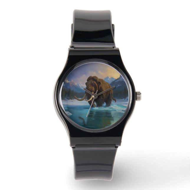 Wollmammut und Rocky Mountains Armbanduhr (Vorderseite)