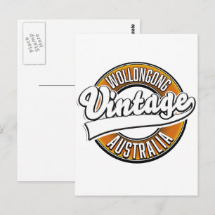 Wollongong australia Logo im Vintagen Stil. Postkarte