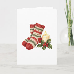 Wollsocken und Kerze Karte