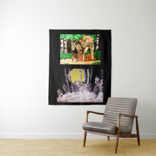WOLVEN SIND SCHÖNE COLLAGE-Tapestry Wandteppich