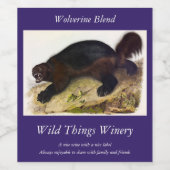 Wolverine oder Wolverene (Gulo gulo) von Audubon Weinetikett (Einzelnes Label)