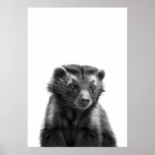 Wolverine-Wald-Moderne-Porträt schwarz weiß   Poster
