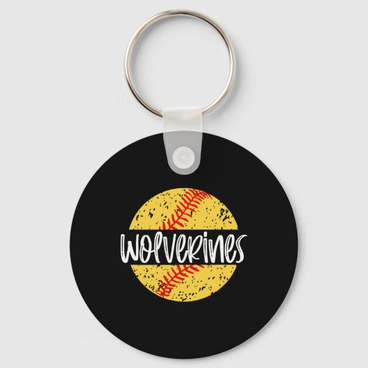 Wolverines Softball Team Maskottchen Schulgeist Sp Schlüsselanhänger (Vorderseite)