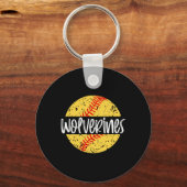 Wolverines Softball Team Maskottchen Schulgeist Sp Schlüsselanhänger (Vorderseite)