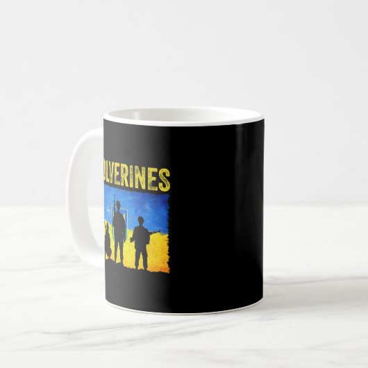 Wolverines unterstützen Ukraine Kaffeetasse (Vorderseite Links)