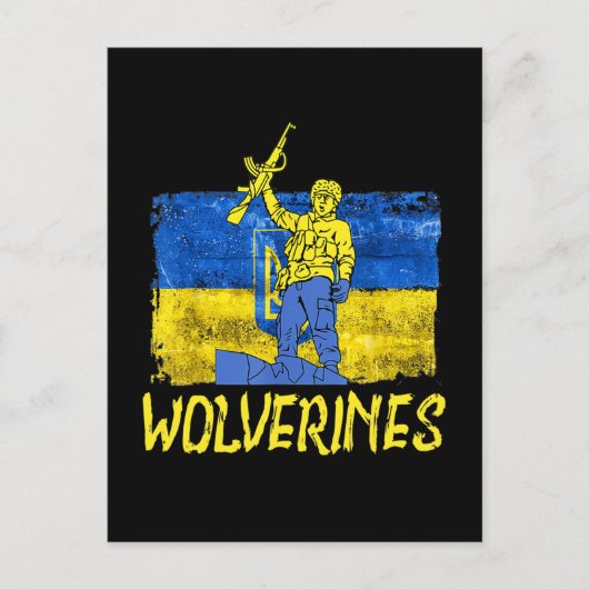 Wolverines unterstützen Ukraine, Ukraine, Wolverin Postkarte (Vorderseite)