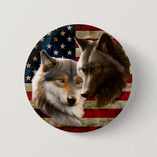 Wolves American Flag Button (Vorderseite)