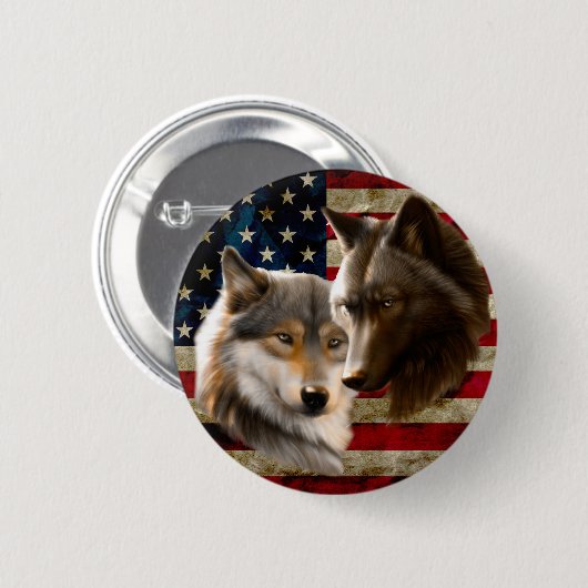 Wolves American Flag Button (Vorne & Hinten)