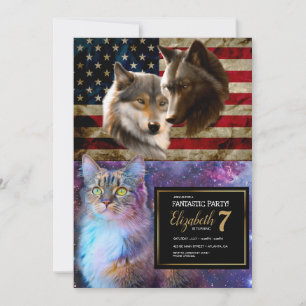 Wolves American Flag Einladung