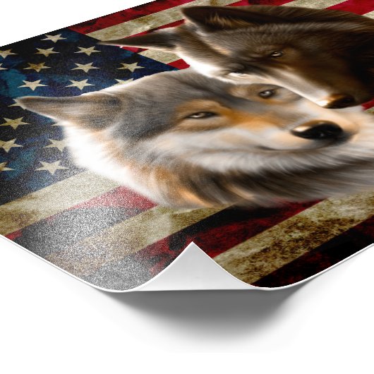 Wolves American Flag Fotodruck (Ecke)
