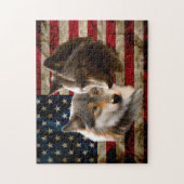 Wolves American Flag Puzzle (Vertikal)