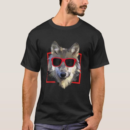 Wolves Animal Wolf in Cool Sunglass Frame Funny Pr T-Shirt (Vorderseite)