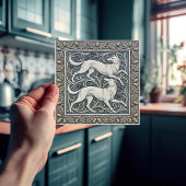 Wolves Arts & Crafts Wall Decor Art Nouveau Crane Fliese