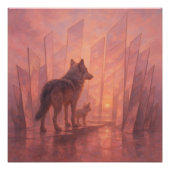 Wolves at the Sunrise Mirror Path – GeoWild Art Poster (Vorderseite)