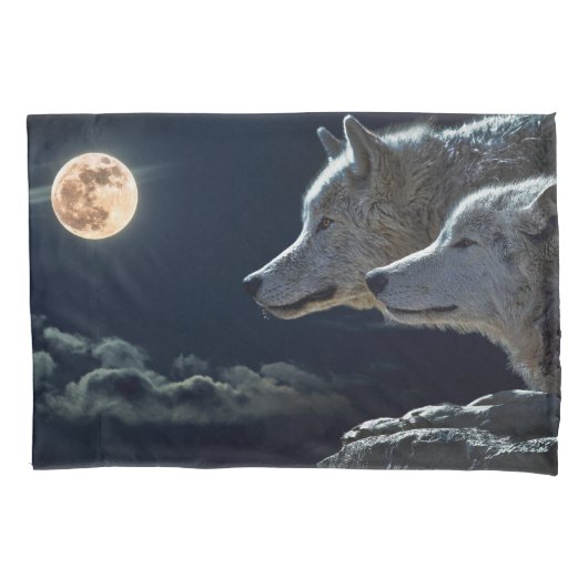 Wolves Couple Design Custom Single Pillowcase Kissenbezug (Vorderseite)