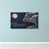 Wolves Couple Design Stretched Canvas Print Leinwanddruck (Insitu (Holzboden))