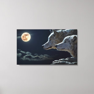 Wolves Couple Design Stretched Canvas Print Leinwanddruck
