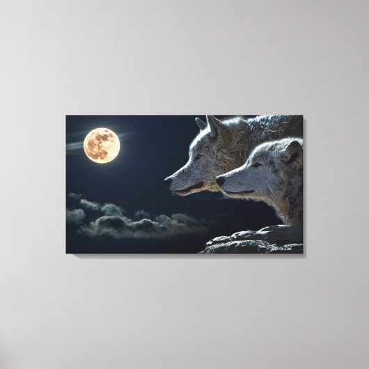 Wolves Couple Design Stretched Canvas Print Leinwanddruck (Vorderseite)