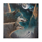 Wolves Full Moon Fantasy Landscape Fliese (Vorderseite)
