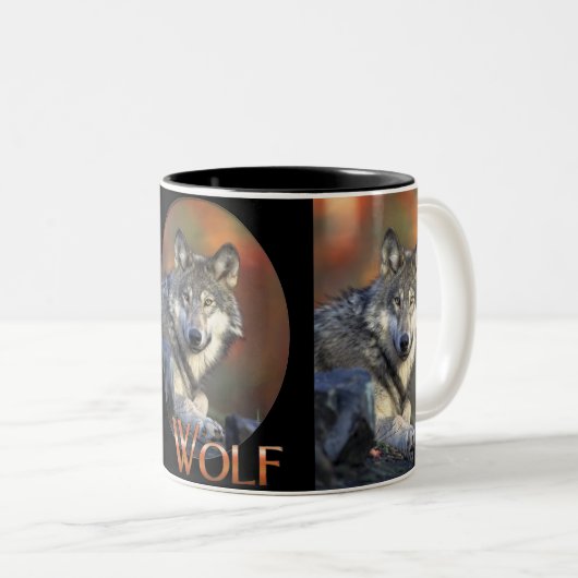 Wolves Gray Wolf Canis Lupis Zweifarbige Tasse (VorderseiteRechts)