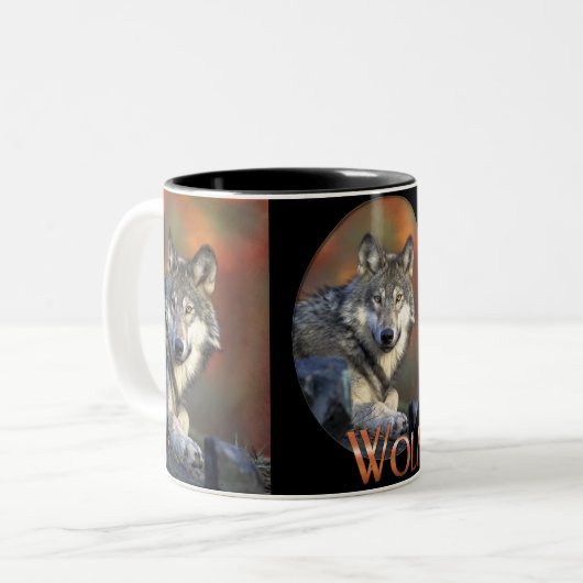 Wolves Gray Wolf Canis Lupis Zweifarbige Tasse (Vorderseite Links)