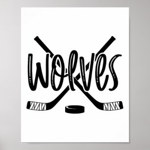 Wolves Hockey Team Mascot School Spirit Game Night Poster