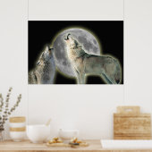 Wolves Howling auf Moon Canvas Print Poster (Küche)